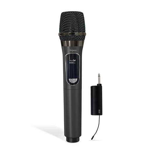 FINGERS Freedom Mic-U105 Wireless Microphone with 6.35 mm pin Receiver (U-Band @ UHF 693 MHz, Big Rechargeable Battery 1200mAh for Both Receiver & Mic, 10-Hour Battery Life, 50 m Working Distance)