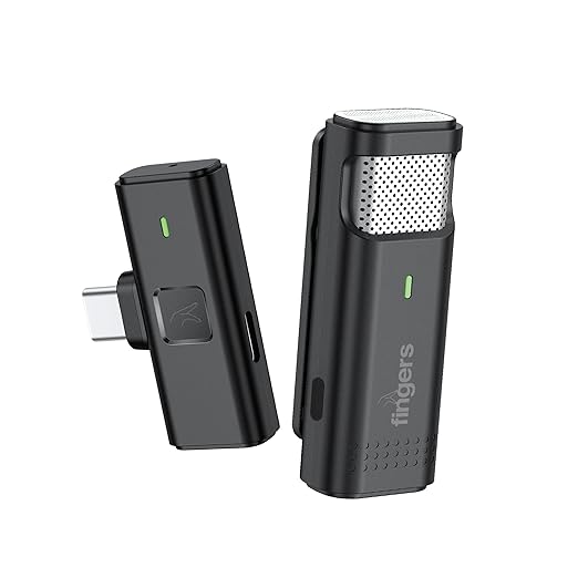 FINGERS PhoneMic-TypeC Lavalier Wireless Microphone (Omnidirectional, Plug & Play, Compatible with Type-C Devices for Audio Recording & Live Streaming)