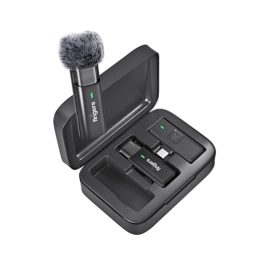 FINGERS Duo-PhoneMic-TypeC Dual Wireless Lavalier Microphone for Type-C Devices (Omnidirectional, Plug & Play, Ideal for Audio Recording & Live Streaming)