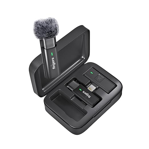 FINGERS Duo-PhoneMic-Lightning Dual Lavalier Wireless Microphone (Omnidirectional Lapel Mic for Audio Recording, Vlogs, Live Streaming, Plug & Play for Lightning Devices)