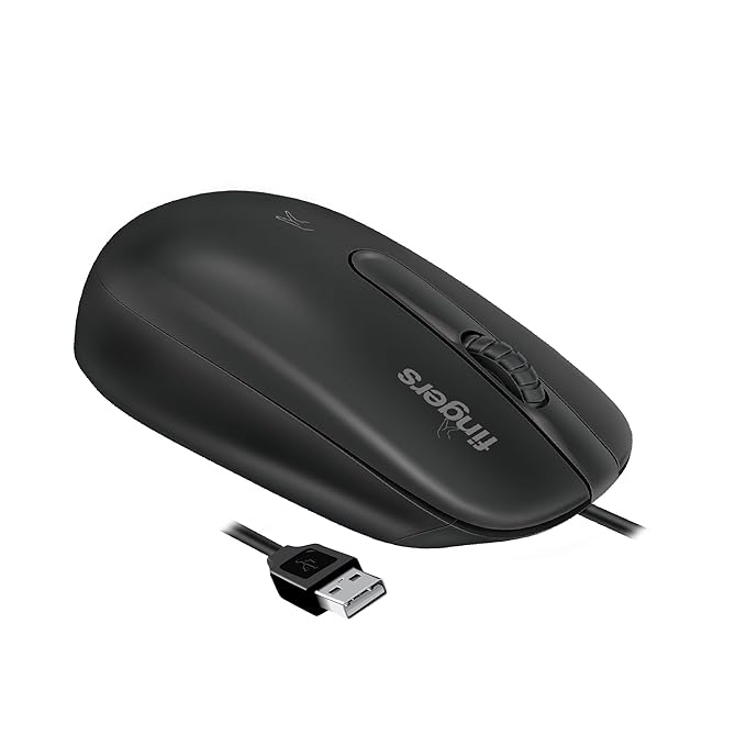 FINGERS MasterHit USB Wired PC Mouse (Advanced Optical Sensor, 1200 DPI, Ambidextrous Design, Plug-and-Play for Windows, macOS, Linux & Chrome OS)