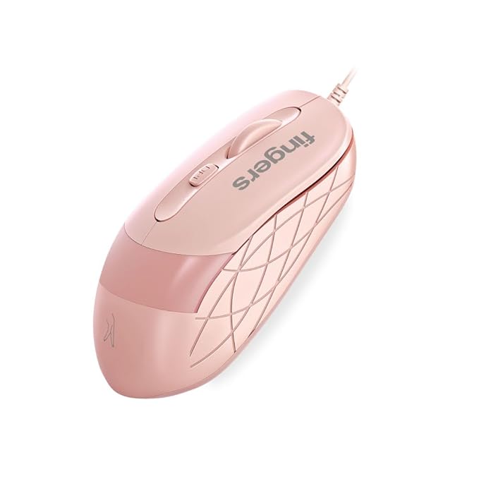 FINGERS SuperHit Wired Mouse with Advanced Optical Technology (Lightweight, Trendy Dual-Tone Design, Compatible with Windows, macOS, Linux) - Blush Pink