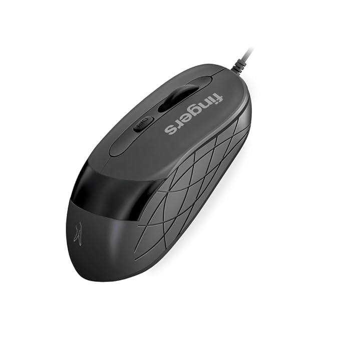 FINGERS SuperHit Wired Mouse with Advanced Optical Technology (Lightweight, Trendy Dual-Tone Design, Compatible with Windows, macOS, Linux) - Graphite Grey