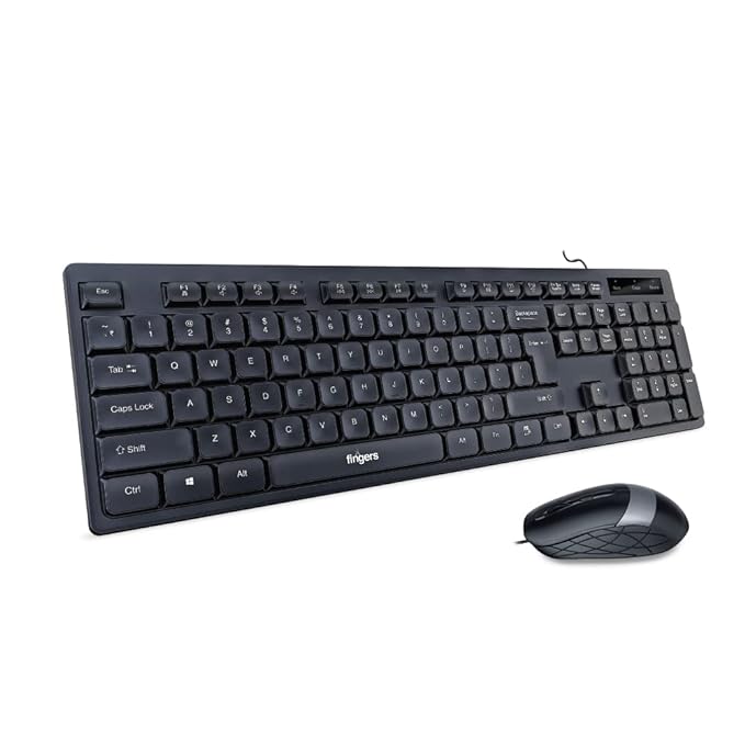 FINGERS Cheesy Combo Wired Keyboard and Mouse Set – USB Wired, Ergonomic Design, Compatible with Windows, macOS & Linux