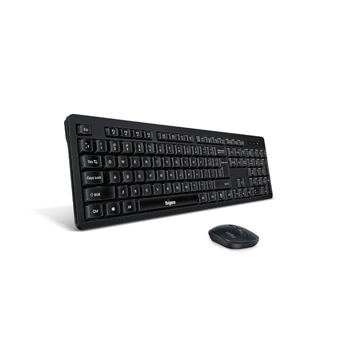 FINGERS StellarCombo Wireless Keyboard and Mouse Set – 2.4 GHz Wireless with USB Nano Receiver, 12 Soft-Touch Media Controls, Rupee Key