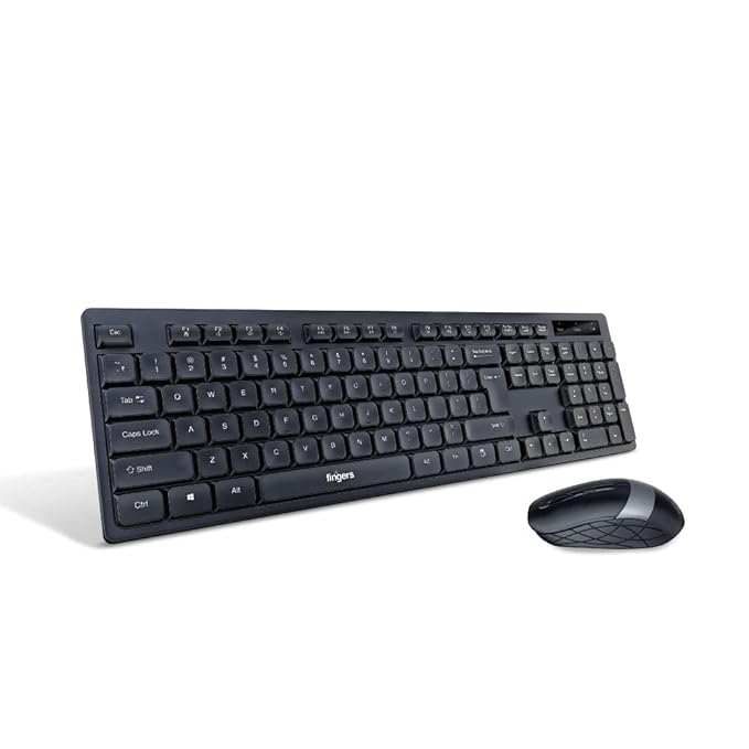 FINGERS AeroClicks Wireless Keyboard and Mouse Combo – 2.4 GHz Nano USB Receiver, Optical, Smart Link Auto-Connect, Compatible with Windows, macOS & Linux