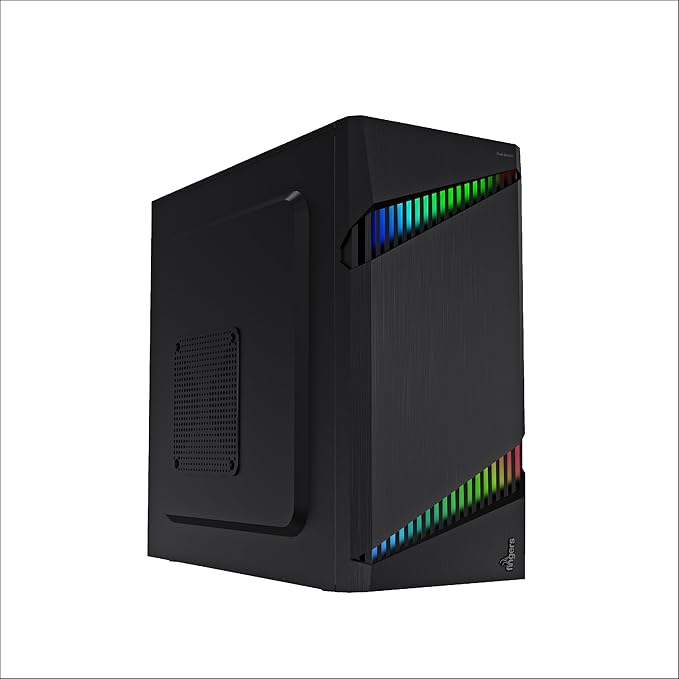 FINGERS Dual-Dazzle Micro ATX PC Cabinet with Dual ARGB LED Stripes, 7 Breathing Colors & 9 Pre-Set Modes, Includes High-Performance SMPS