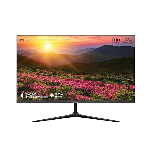 FINGERS The Big Picture 21.45" FHD LED Monitor – Ultra-Slim & Frameless, 1920x1080 px, 100Hz Refresh Rate, Wall Mountable, VGA, HDMI & Audio Out Ports (Satin-2150, Black)