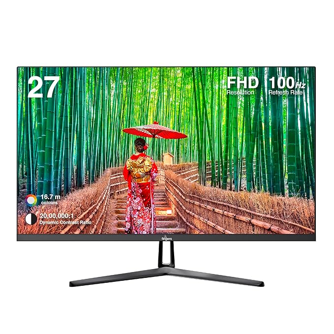 FINGERS Satin-2722 27" LED Monitor - 1920x1080 IPS FHD, Low Power, Anti-Glare, HD, VGA & Audio Out Connectivity