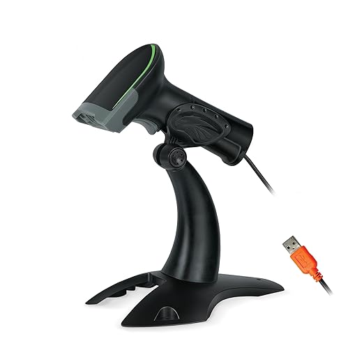 FINGERS 2D-QuickScan W9 USB Wired Barcode Scanner - 1D/2D Code Reader, 200 Scans/sec, Quick Scan & CMOS Technology, Ergonomic Design with U-Shaped LED Indicator