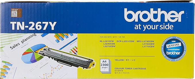 Brother TN-267Y ASA Original Toner Cartridge Compatible with DCP/HL/MFC, 2300 Pages, Yellow