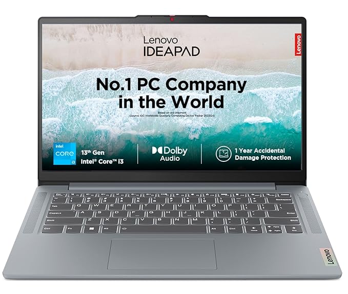 Lenovo IdeaPad Slim 3 14" FHD IPS Laptop (Intel Core i3-1305U, 8GB RAM, 512GB SSD, Windows 11, Office 2021, Alexa Built-in, 3-Month Game Pass, Arctic Grey, 1.37kg) - Model 82X60013IN