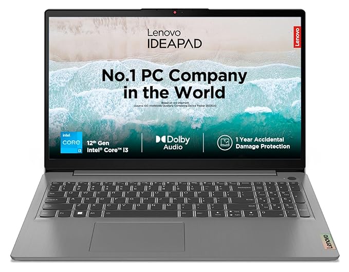 Lenovo IdeaPad Slim 3 15.6" FHD Laptop (Intel Core i3 12th Gen, 8GB RAM, 512GB SSD, Windows 11, Office 2021, 3-Month Game Pass, Arctic Grey, 1.63kg) - Model 82RK00VWIN