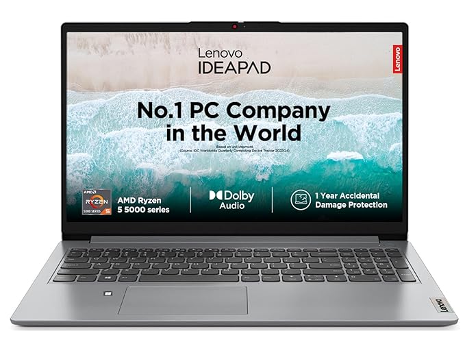 Lenovo IdeaPad 1 15.6" FHD Laptop (AMD Ryzen 5 5500U, 8GB RAM, 512GB SSD, Windows 11, Office 2021, Integrated AMD Graphics, 1.6kg, Grey) - Model 82R400BGIN