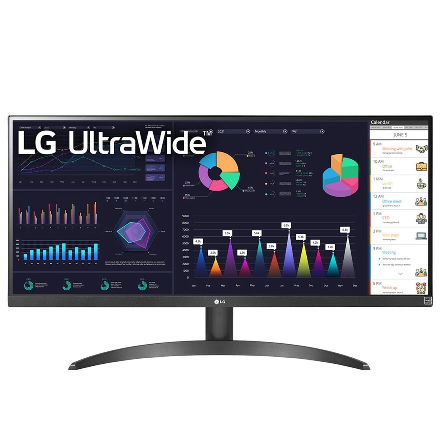 LG 29WQ500 29" UltraWide FHD IPS Monitor with AMD FreeSync™, 100Hz, 1ms, HDR10, OnScreen Control & Dual Controller, 3-Side Virtually Borderless, Dynamic Action Sync - Black