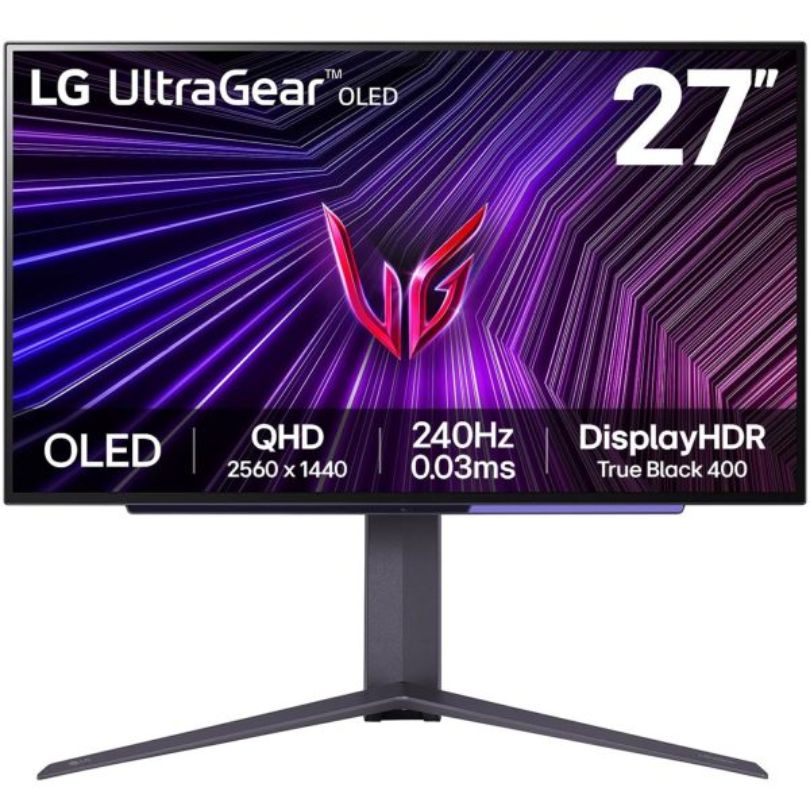 LG UltraGear 27-inch OLED QHD Gaming Monitor (2560x1440), 240Hz, 0.03ms Response Time, G-Sync Compatible, AMD FreeSync, HDR True Black 400, 1.5M:1 Contrast Ratio, Height/Pivot/Tilt Adjustable, Virtually Borderless – Model 27GS95QE