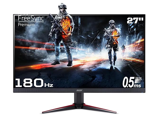 Acer Nitro VG270 M3 27-Inch Full HD IPS Gaming Monitor, 180Hz Refresh Rate, 0.5ms Response Time, HDR 10, 99% sRGB, AMD FreeSync, 2x HDMI, 1x DisplayPort, Stereo Speakers, Black