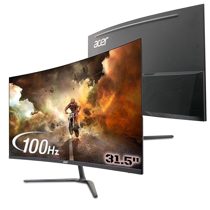 Acer ED320QR 31.5-Inch Full HD Curved VA Panel Monitor | 1500R Curvature | 1ms VRB | 100Hz Refresh Rate | AMD FreeSync | HDMI & VGA Ports | Tilt Adjust | Eye Care Technology