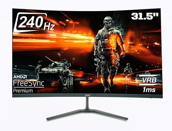 Acer ED320QX 31.5-Inch Full HD 1500R Curved VA Panel Monitor | 240Hz Refresh Rate | 1ms VRB | AMD FreeSync | 2x HDMI, 1x DP | Stereo Speakers | Eye Care Technology