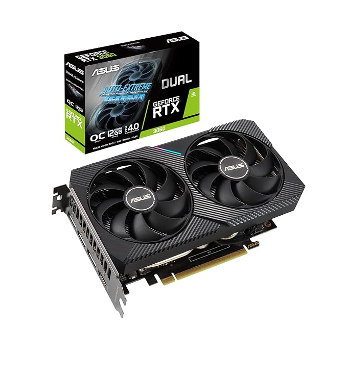 ASUS PCIe x4 Dual GeForce RTX 3060 V2 OC Edition 12GB GDDR6 Graphics Card with Dual Axial-tech Fans (DUAL-RTX3060-O12G-V2)