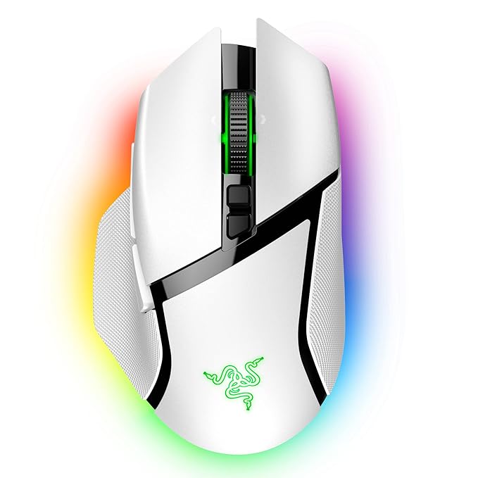 Razer Basilisk V3 Pro Customizable Wireless Gaming Mouse – Gen-3 Optical Switches, HyperScroll Tilt Wheel, Chroma RGB, 11 Programmable Buttons, Focus Pro 30K Sensor – White (RZ01-04620200-R3A1)