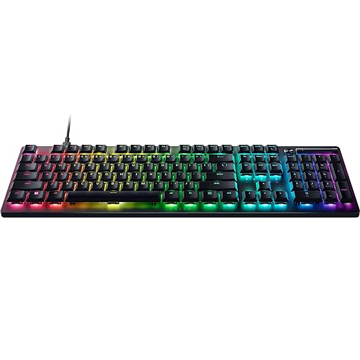 Razer DeathStalker V2 Gaming Keyboard – Low-Profile Linear Red Optical Switches, Ultra-Durable Coated Keycaps, Multi-Functional Media Button & Roller, Chroma RGB – Black (RZ03-04500100-R3M1)