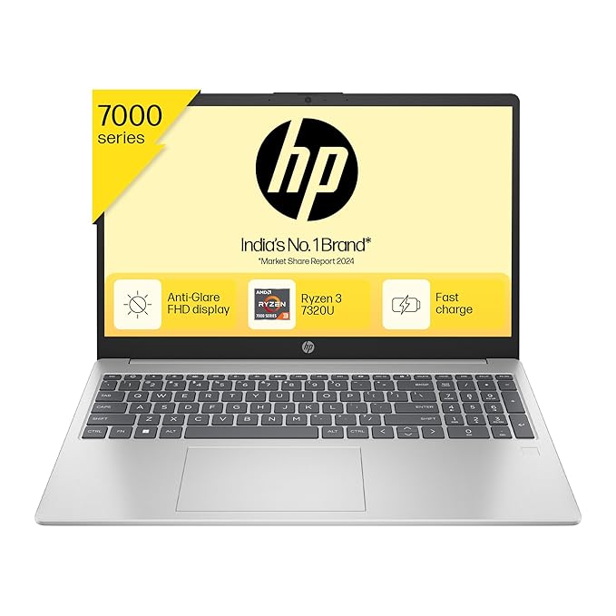 HP 15, Ryzen 3 7320U, 8GB LPDDR5, 512GB SSD, 15.6" FHD, Radeon Graphics, Win 11, 1080p HD Camera, Silver, 1.59kg, fc0154AU