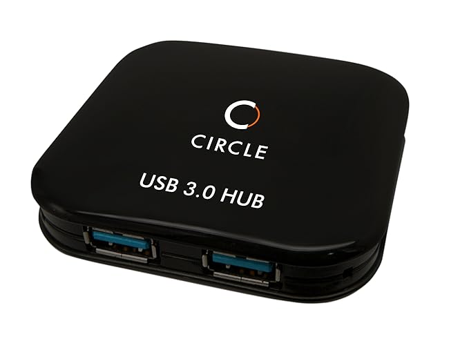 Circle Rootz USB 3.0 4-Port Hub | High-Speed Data Transfer (Black)