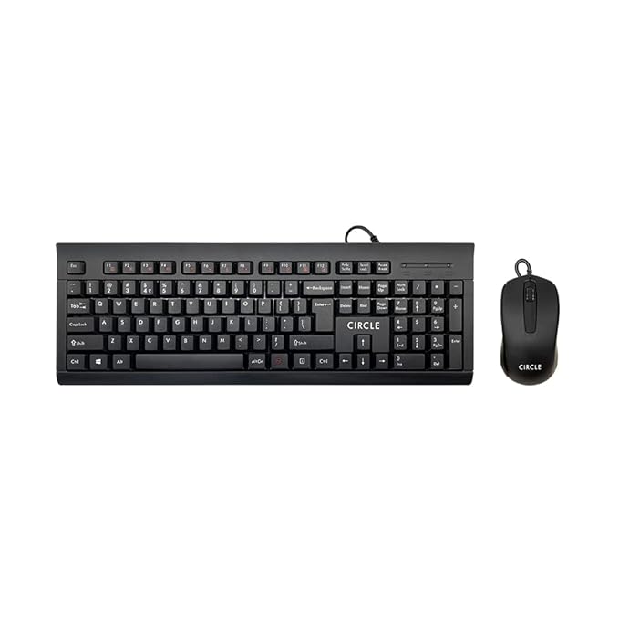 Circle C41 Multimedia USB Keyboard Combo (Black) – Durable, Sleek Design, Spill-Resistant, 12 Multimedia Hotkeys, Rubber Membrane Keys, UV Print Technology