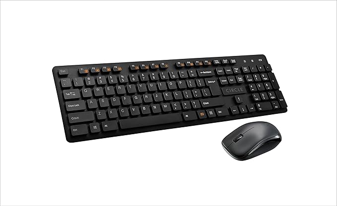 Circle Rover A7 Wireless Keyboard and Silent Pro Mouse Combo – Slim Design, Spill-Resistant, DPI Adjustable, Low Power Consumption, Black